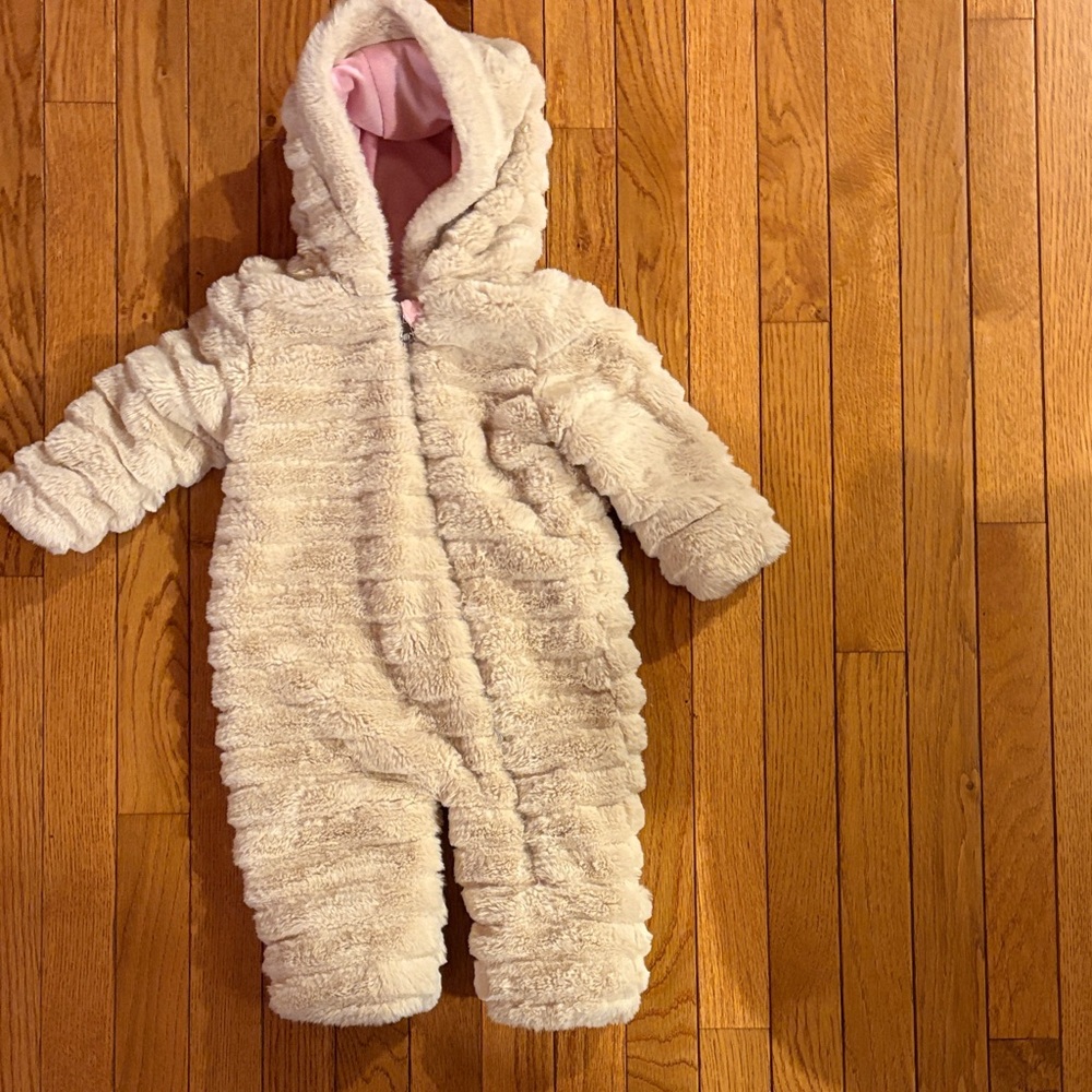 Cozy Cream Hooded Baby Onesie